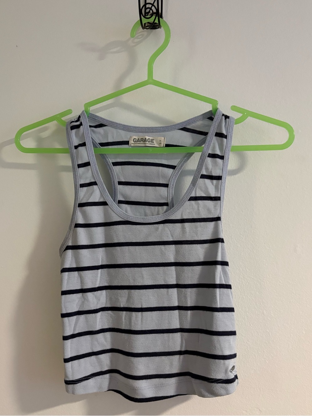 Garage Light Blue and Black Striped Racerback Tank